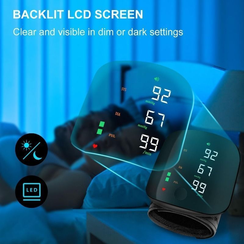 Wrist Blood Pressure Monitor – LED Display, Adjustable, Health Tracking